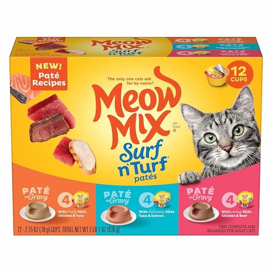 Meow Mix Surf n’ Turf Patés Wet Cat Food Variety Pack